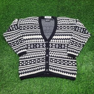 Vintage 90s Cardigan Womens Large 22x25 Black White